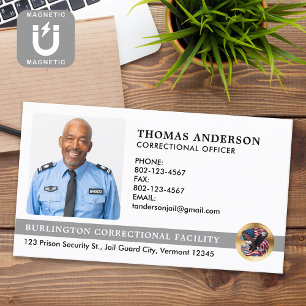 Custom Corrections Officer Photo Jail Prison Logo Magnetic Business Card