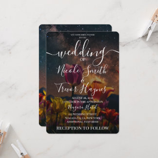 Custom Cosmic Tulips Wedding Invitation