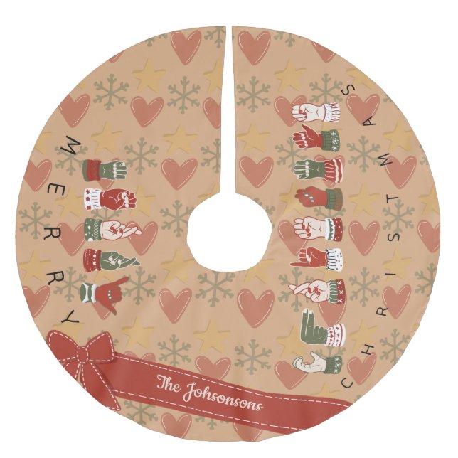 Custom Cosy ASL Merry Christmas Brushed Polyester Tree Skirt (Front)