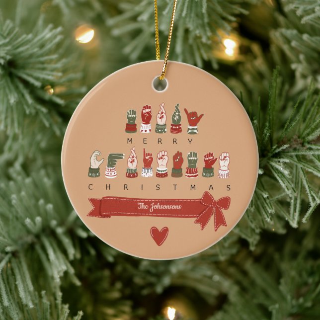 Custom Cosy ASL Merry Christmas Ceramic Tree Decoration (Tree)