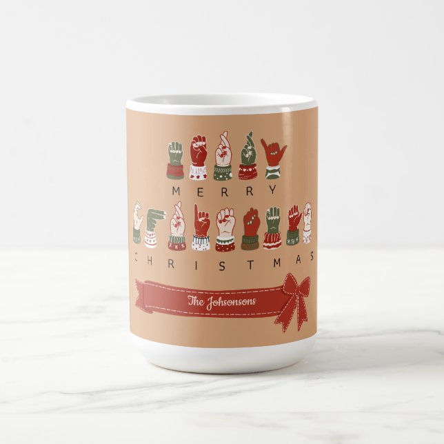 Custom Cosy ASL Merry Christmas Coffee Mug (Center)