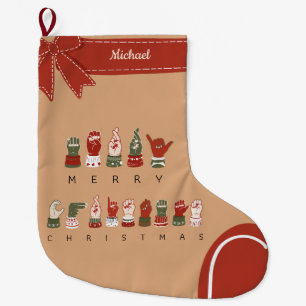 Custom Cosy ASL Merry Christmas Large Christmas Stocking