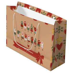 Custom Cosy ASL Merry Christmas Large Gift Bag