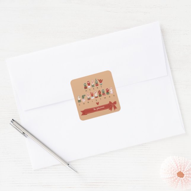 Custom Cosy ASL Merry Christmas Square Sticker (Envelope)