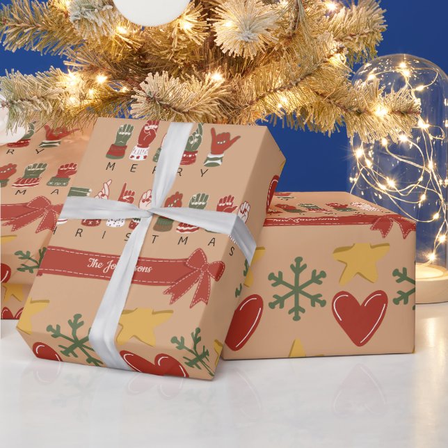 Custom Cosy ASL Merry Christmas Wrapping Paper (Holidays)