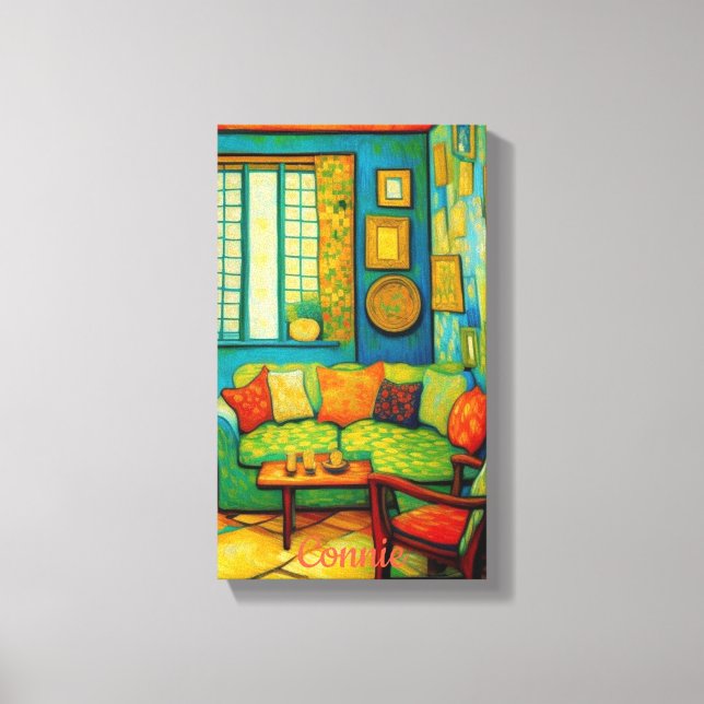 Custom Cosy Living Room Scene Painting  Canvas Print (Front)