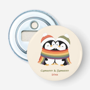 Custom Cosy Pride Penguins Christmas Bottle Opener