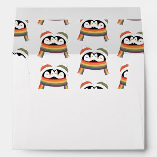 Custom Cosy Pride Penguins Christmas Envelope