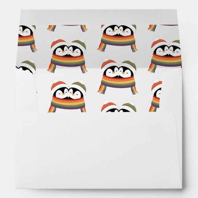 Custom Cosy Pride Penguins Christmas Envelope (Back (Bottom))