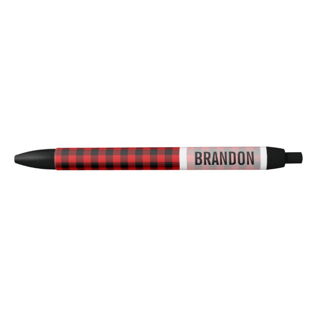 Custom Cosy Red Black Buffalo Check Plaid Pattern Ink Pen (Front)