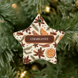 Custom Cosy Spice Pattern – Name Ceramic Tree Decoration