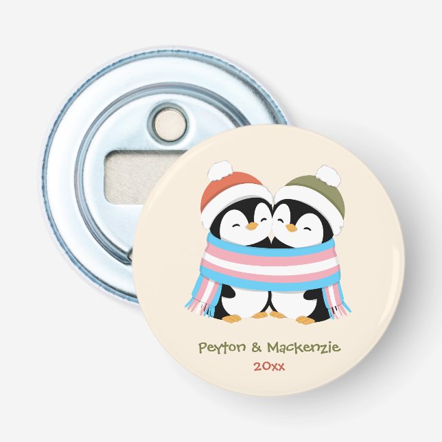 Custom Cosy Trans Penguins Christmas Bottle Opener (Front)