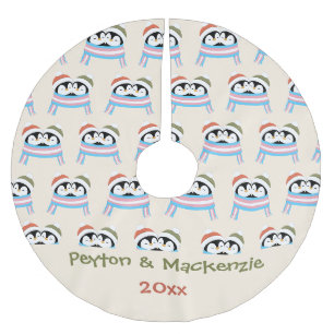 Custom Cosy Trans Penguins Christmas Brushed Polyester Tree Skirt