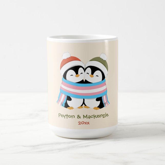 Custom Cosy Trans Penguins Christmas Coffee Mug (Center)