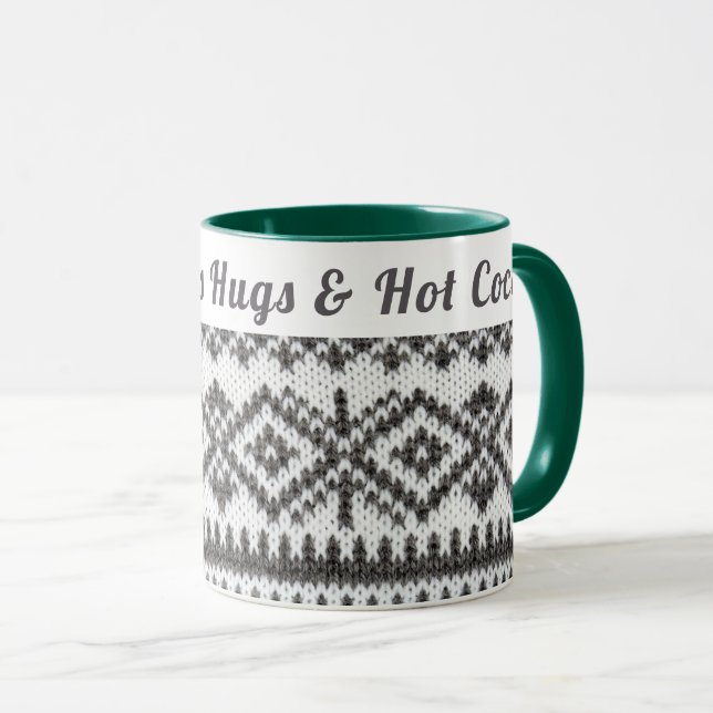 Custom Cosy Ugly Sweater | Hugs & Hot Cocoa  Mug (Front Right)