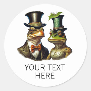 Custom Cottagecore Funny Victorian Frog Couple Classic Round Sticker