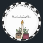 Custom Country Candle Christmas  Business Label<br><div class="desc">Custom Country Candle Christmas Business Label , customised with your company name and candle scent and oz. - The perfect label for your special brand of candle. Sticker features a black and white checked border and country jar candle, taper candle and is decorated with holly and berries Label is part...</div>