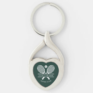 Custom Country Club Name Tennis Rackets Motif Key Ring