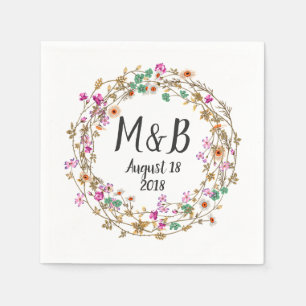 Custom Country Style Floral Wreath Art Motif Napkin