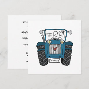Custom Country Wedding Blue Tractor Invitation