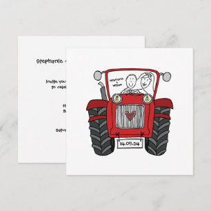 Custom Country Wedding Red Tractor Evening  Invitation
