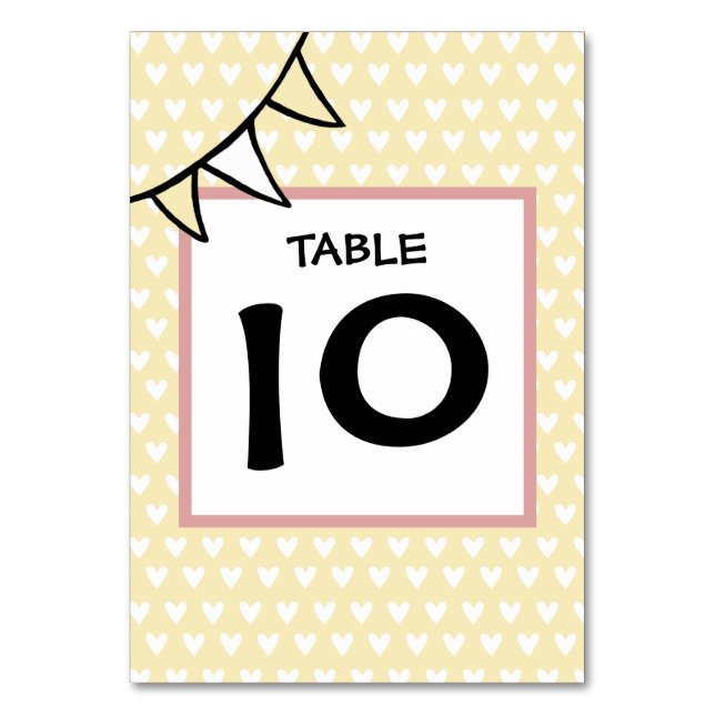 Custom Country Wedding Tractor Bunting Table Number (Front)