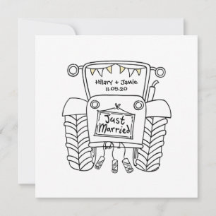 Custom Country Wedding Tractor Evening Invitation