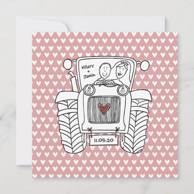 Custom Country Wedding Tractor Invitation (Front)
