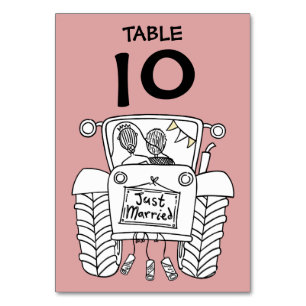 Custom Country Wedding Tractor Table Number