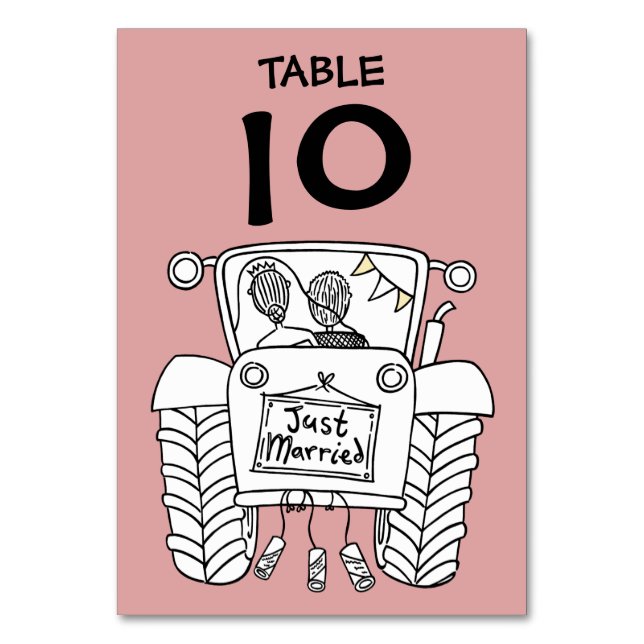 Custom Country Wedding Tractor Table Number (Front)