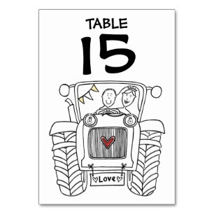 Custom Country Wedding Tractor Table Number