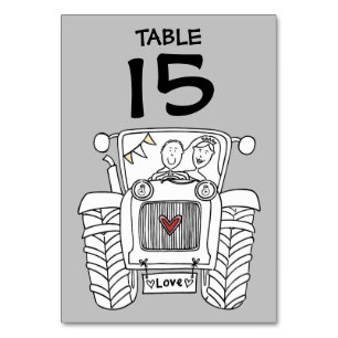 Custom Country Wedding Tractor Table Number
