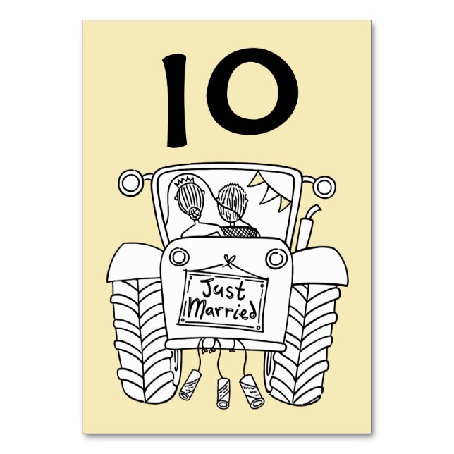 Custom Country Wedding Tractor Table Number (Front)