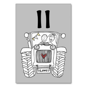 Custom Country Wedding Tractor Table Number
