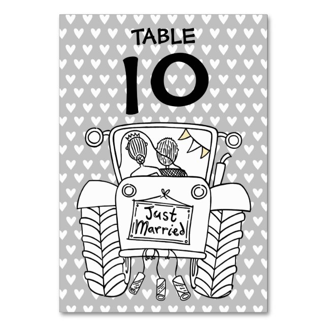 Custom Country Wedding Tractor Table Number (Front)