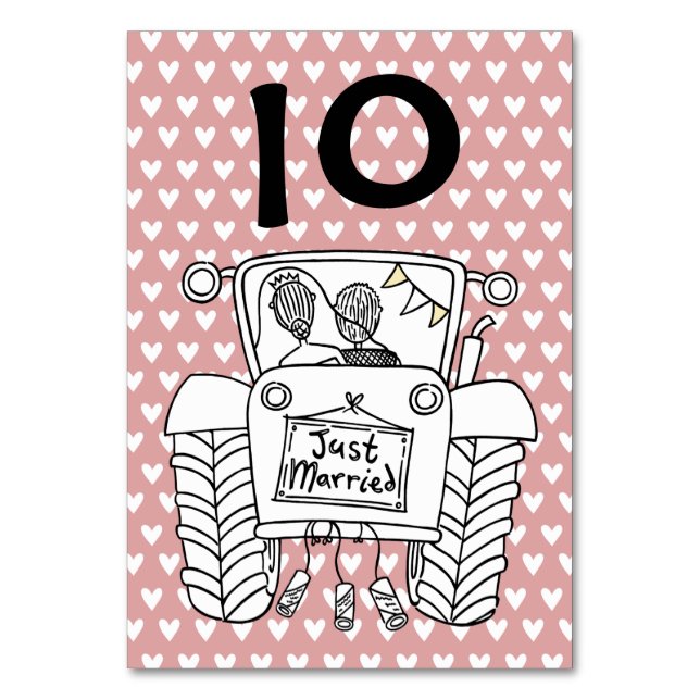 Custom Country Wedding Tractor Table Number (Front)