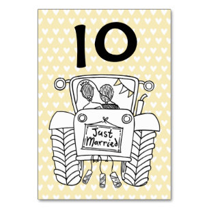 Custom Country Wedding Tractor Table Number