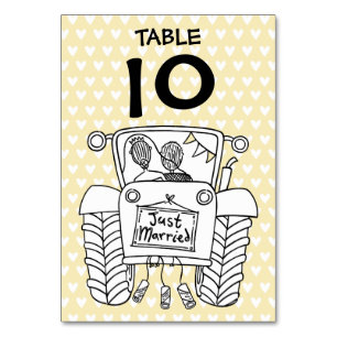 Custom Country Wedding Tractor Table Number