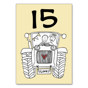 Custom Country Wedding Tractor Table Number