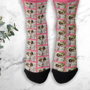 Custom couple 2 photos and names unique socks