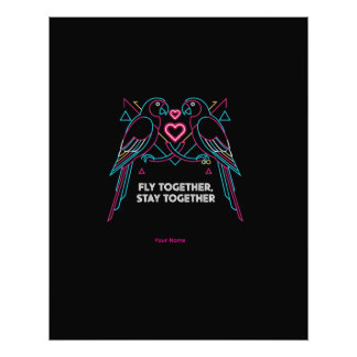 Custom Couple Anniversary Neon Parrots Winter Hood Photo Print