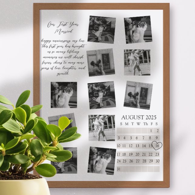 Custom Couple Anniversary Photo Collage Art Print (Celebrate a year of love with this personalized photo art print!)