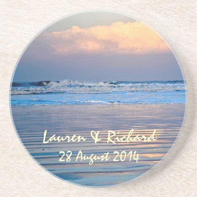 Custom Couple Beach Scene Coasters (Front)