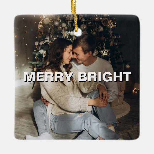 Custom Couple Christmas Ceramic Square Ornament  (Front)