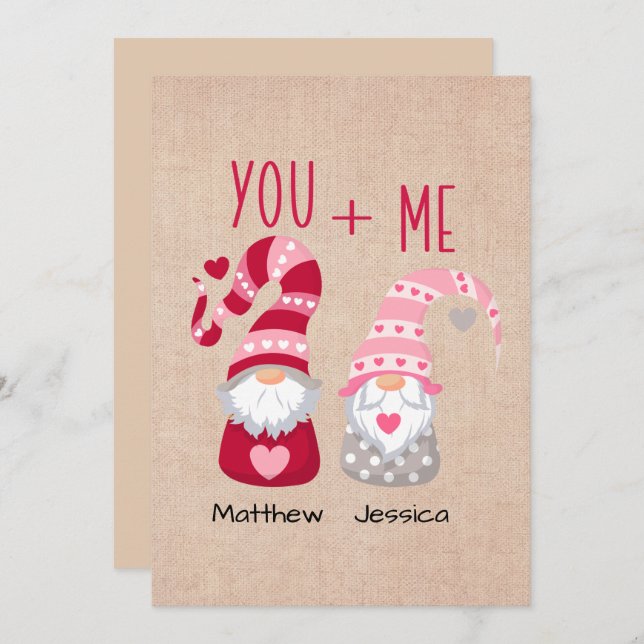Custom Couple Gnome Valentine Holiday Card (Front/Back)