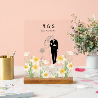 Custom Couple Illustration Gift Acrylic Sign