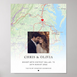 Custom Couple Map Wedding Keepsake Anniversary Poster