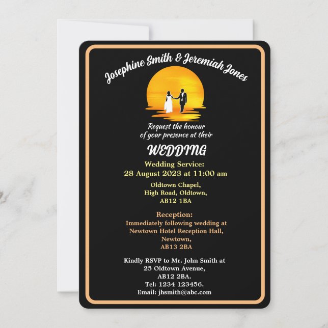 Custom Couple Marriage Sunset Wedding Invitation (Front)