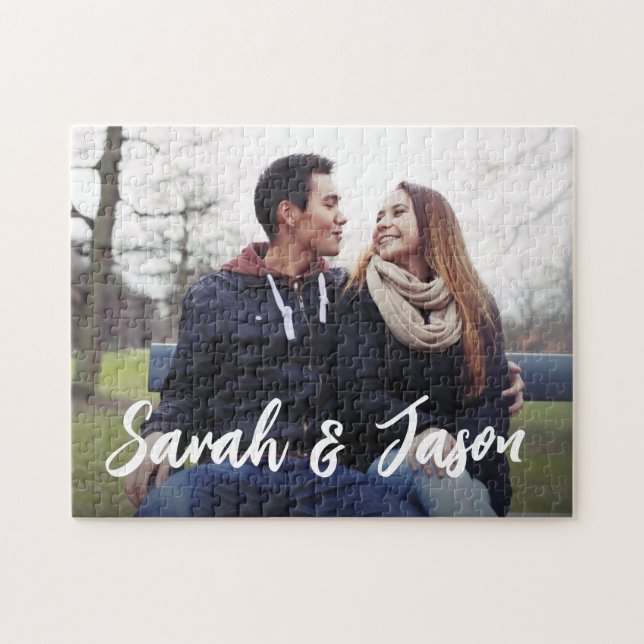 Custom Couple Names and Custom Photo Jigsaw Puzzle (Horizontal)