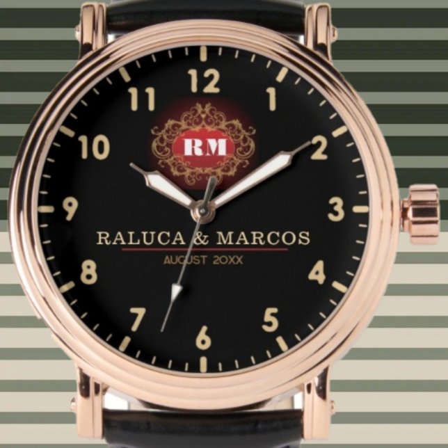 Custom couple names elegant floral monogram watch (Creator Uploaded)